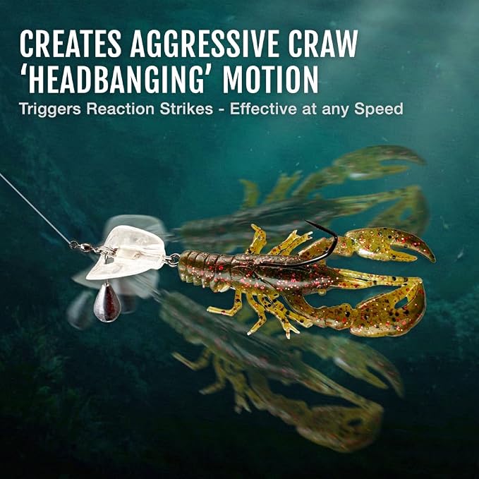 Headbanger BottomRocker Deep Diving Jig Head – Weedless Swimbait Head for Craws & Creature Baits – Patented Action Lip Prevents Rising – Texas Rig Bass Lure – 3/8 oz & 1/2 oz