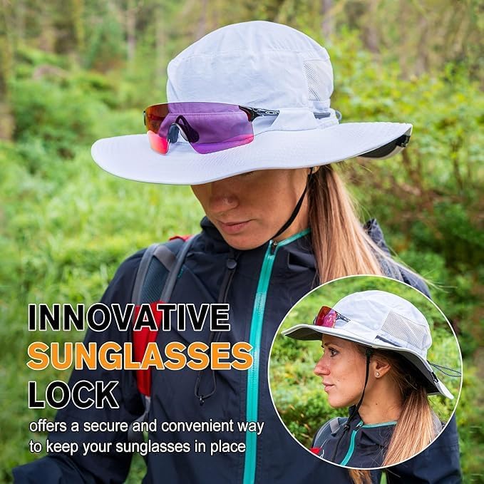 TOP-EX Men's Wide Brim Sun Hat UPF 50+ Waterproof, Packable Breathable Mesh Boonie Bucket Cap for Hiking Fishing Safari