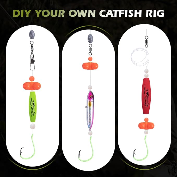 Goture Catfish Rig Making Kit,274pcs/300pcs Catfishing Tackle with Luminous Fishing Hook Swivel Sinker Weights Rattle Float Bobber Stoppers,Catfish Rigs Accessories with 3600 Tackle Box,Gifts for Men