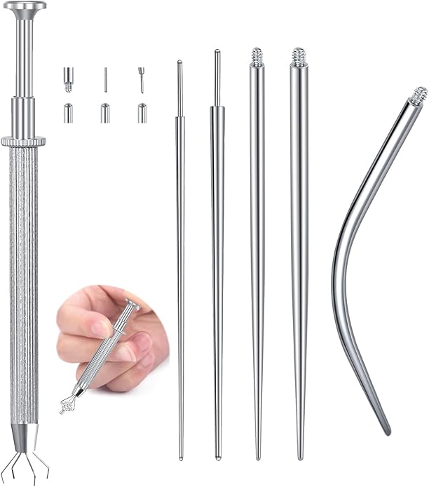 MODRSA 20g 16g 18g Piercing Taper Internal Threaded Piercing Taper Insertion Threader Tool Threadless Jewelry Changing Tool Horseshoe Nose Ring Labret Earring Studs Applicator Piercing Ball Grabber