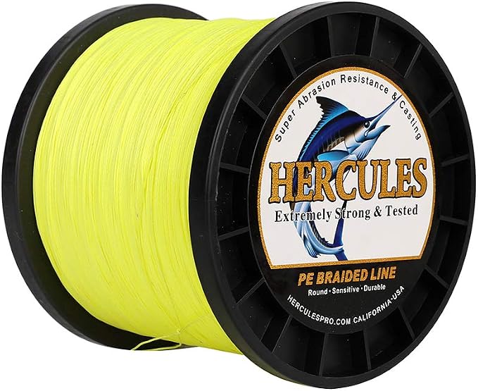 HERCULES Cost-Effective Super Strong 4 Strands Braided Fishing Line 6LB to 100LB Test for Salt-Water, 109/328 / 547/1094 Yards (100M / 300M / 500M / 1000M), Diam# 0.08MM - 0.55MM, Hi-Grade