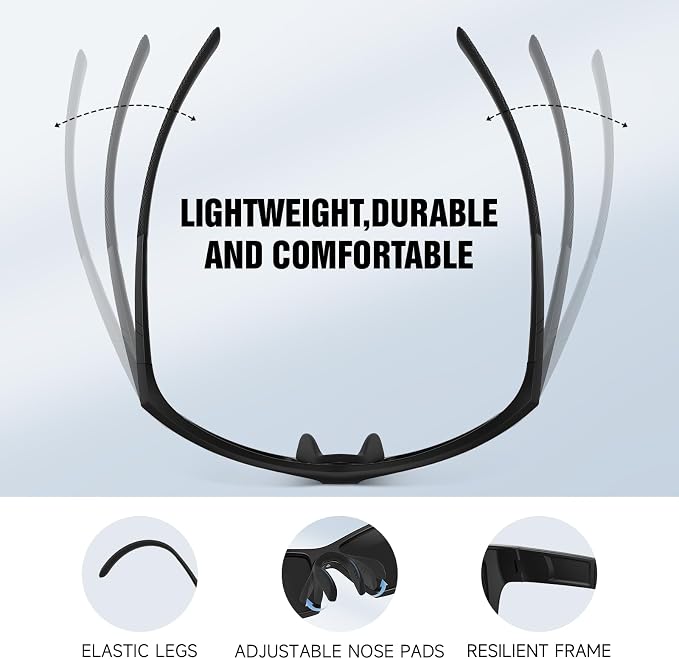 Polarized Sports Sunglasses for Men Women - Wrap Around Sun Glasses with UV Protection Fishing Cycling Running