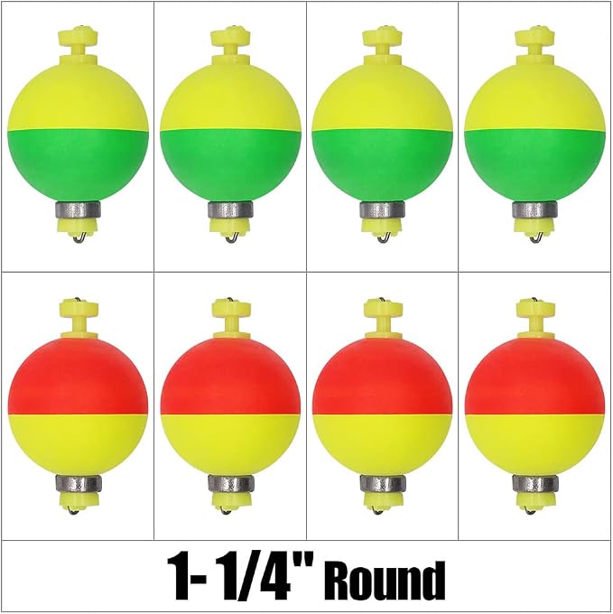 XFISHMAN Weighted-Bobbers-for-Fishing-Floats-Bouy Slip Bobber Fishing Corks Kit Crappie Bluegills Panfish Catfish Hand Made Foam Float 1 Inch 2 in 8-12 Pack