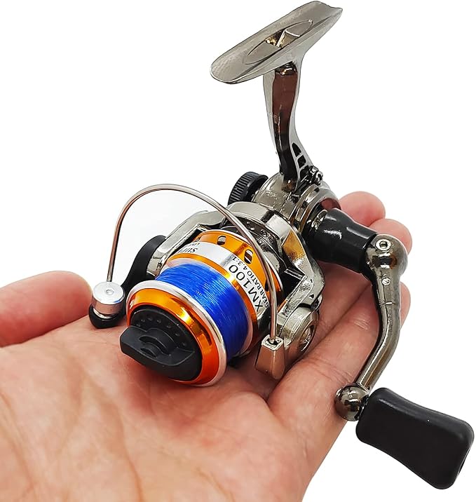 Mini 100 Pocket Metal Fishing Spinning Wheel, All-Metal Small Compact Fishing Reel for Freshwater and All Season Fishing