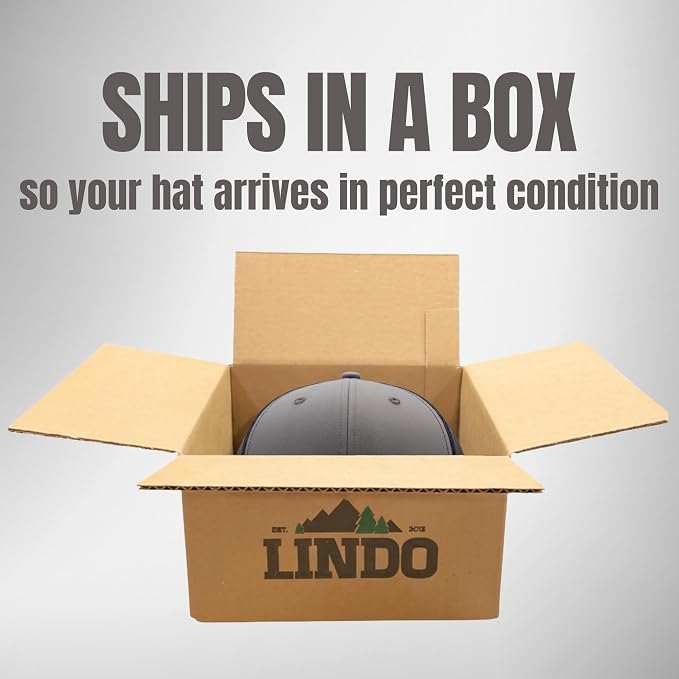 LINDO Trucker Hat [ Great Outdoors Design ] for Men and Women: Mid Profile Cap with Breathable Mesh Back and Adjustable Snap