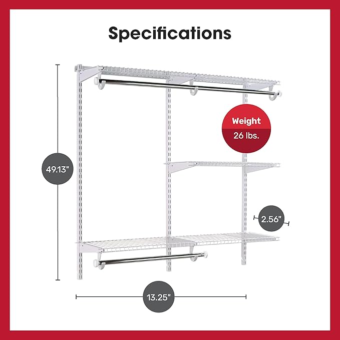 Rubbermaid Configurations Expandable Closet Organizer Kit, White