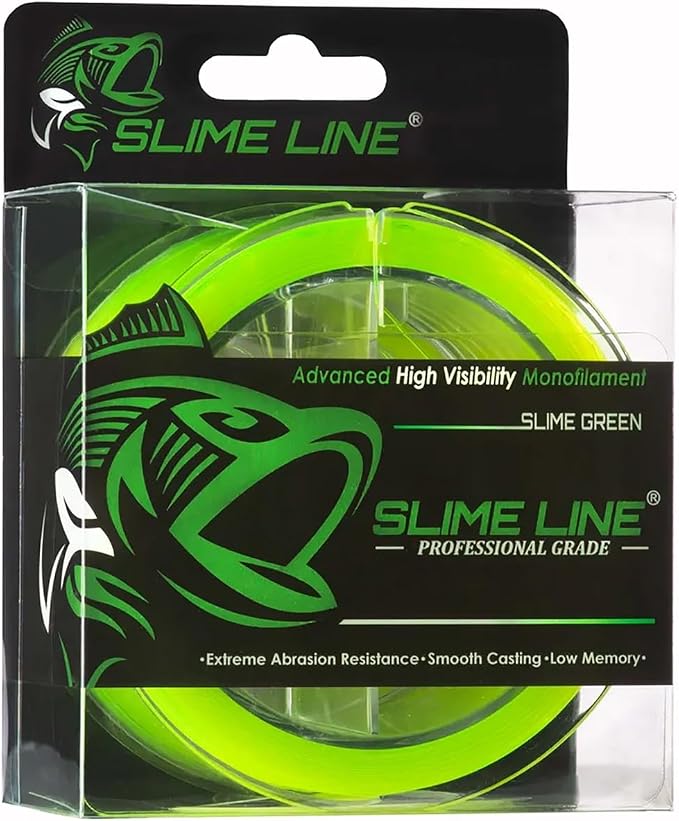 Slime Line High Vis Green Monofilament Fishing Line - Strong, Low Memory, Smooth Casting, High Abrasion Resistance Pro-Grade Mono Line, Bulk Spools