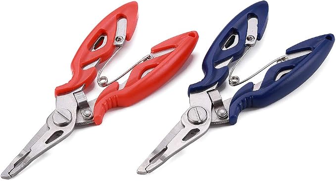 FOSTAR Fishing Pliers, Stainless Steel Hook Remover, Fishing Line Scissors, Braided Line Cutters, Split Ring Opener, 5 Inch Fishing Tool