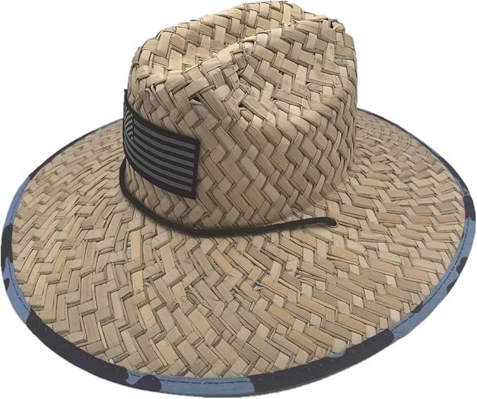 Men's and Wowen's Lifeguard Straw Hat Wide Brim Beach Hat Sun Protection Outdoor Hat for Fishing Hiking