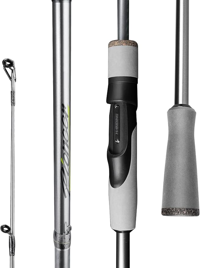 HANDING Pioneer Fishing Rod 2-Piece Baitcaster Rod & Spinning Rod with Medium Power and Moderate Fast Action 24T Carbon Fiber Ti-Oxide Ring EVA Handle for Largemouth Smallmouth Walleye