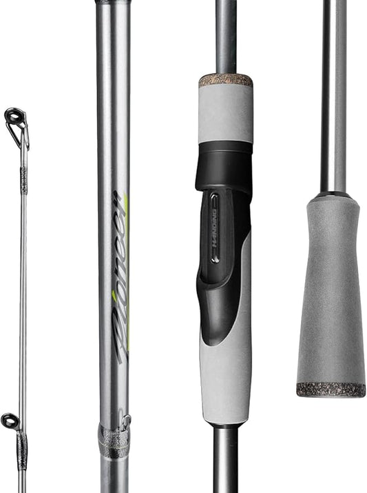 HANDING Pioneer Fishing Rod 2-Piece Baitcaster Rod & Spinning Rod with Medium Power and Moderate Fast Action 24T Carbon Fiber Ti-Oxide Ring EVA Handle for Largemouth Smallmouth Walleye