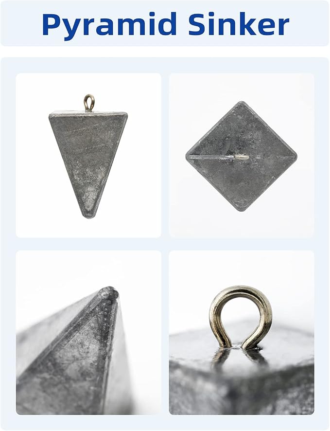 BLUEWING Pyramid Sinkers Lead Fishing Weights 1oz,2oz,3oz,5oz,8oz,10oz,12oz,16oz,32oz for Saltwater