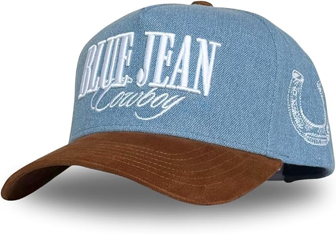 Vintage Western Trucker Hat | Men & Women | Country Cute Caps for Cowgirls Cowboys | Camo Denim Embroidered Cotton | Snapback