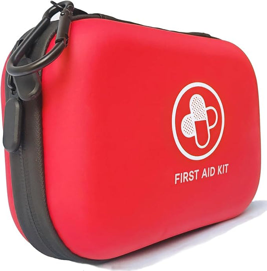 First Aid Kit 152 Piece Waterproof Hard Shell Portable Medical Kit, Red | Waterproof Hard Shell Portable IFAK Emergency Kits for Home, Camping, Hiking, Sports, Office, Travel, Outdoor