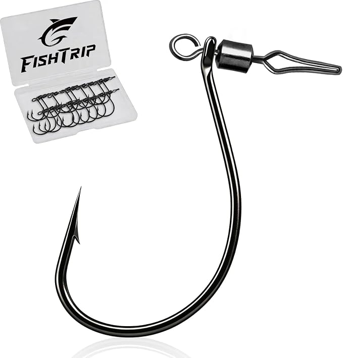 FishTrip 30pcs Swivel Drop Shot Hooks Fishing Rig, EWG Dropshot Hook Rigging for Bass Fishing with Swivel Saltwater Freshwater Sizes 4, 3, 2, 1, 1/0, 2/0, 3/0