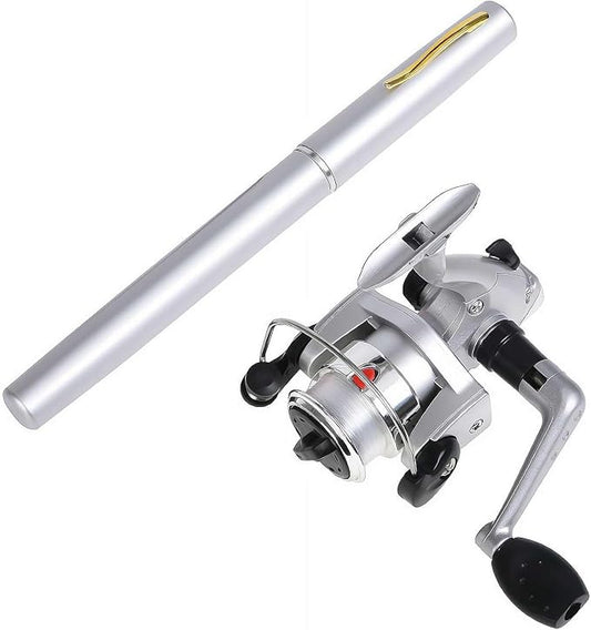 Pen Fishing Rod Kit,Pocket Size Fishing Rod,Mini Pocket Telescopic Rod with Spinning Reel,Portable Collapsible Telescopic Fishing Pole,Fishing Rod Reel Combo Kit for Saltwater Freshwater