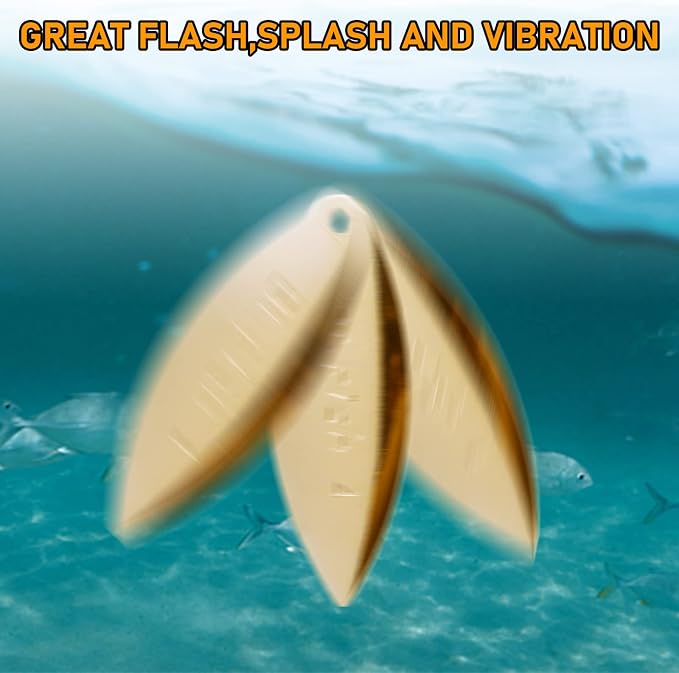 Dr.Fish 30 Pack Fishing Spinner Blades Colorado Willow Kit Gold Silver Spinner Lure Making Parts Accessories DIY Spinnerbait Inline Spinner Walleye Rigs