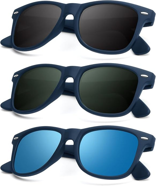 KALIYADI Polarized Sunglasses for Men and Women Matte Finish Sun glasses Color Mirror Lens UV Blocking (3 Pack)