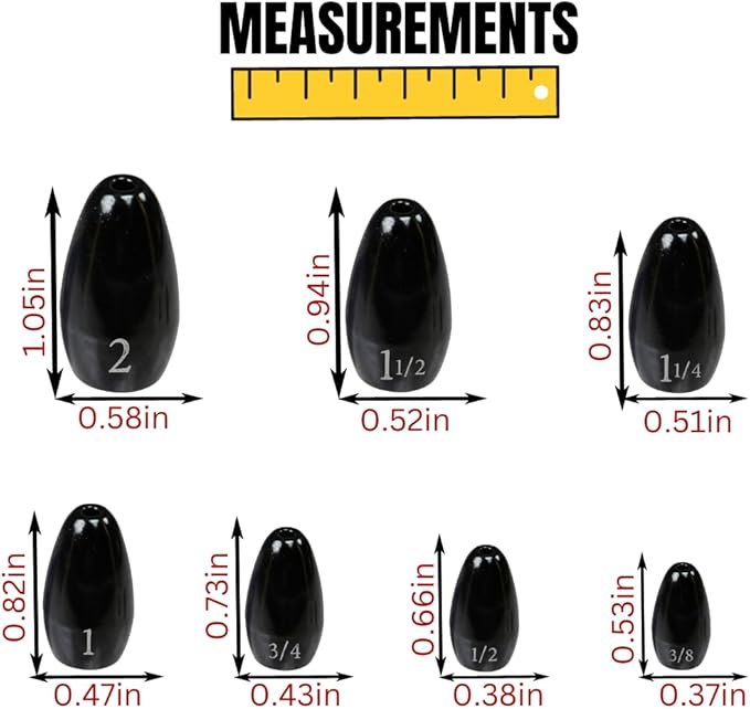 Reaction Tackle Tungsten Flipping Weights for Bass Fishing - Sinkers for Punching Heavy Cover - Fresh & Saltwater - Texas/Carolina Rigs - Size Stamped
