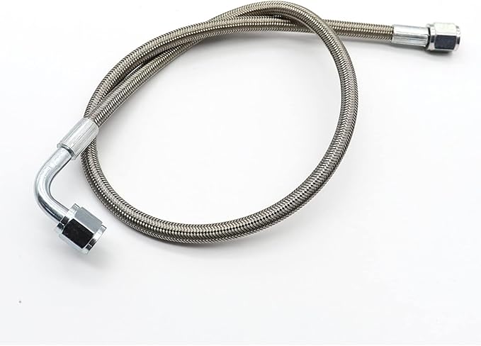 GXARTS 24" Billet Steel Braided Turbo Oil Feed Line Length 4AN 90 Degree Straight Hose Straight PTFE line straight Hose End Pressure Stainless Remote Turbocharger 551871