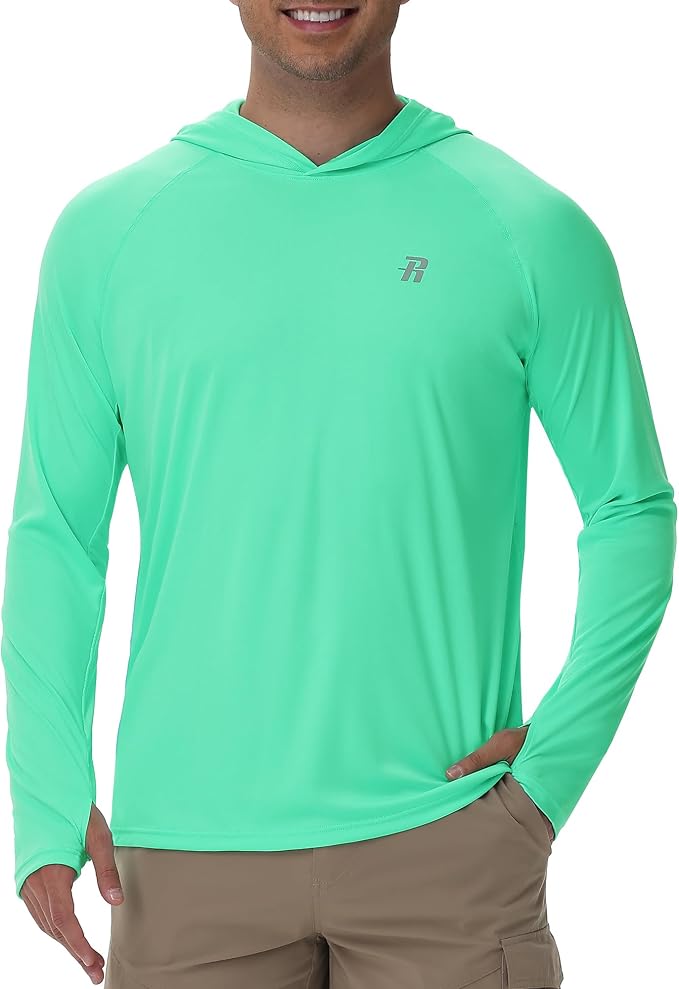 Runhit UPF 50+ Fishing Shirts for Men Long Sleeve Sun Protection Hoodie Lightweight Outdoor Workout Hiking Running Rash Guard