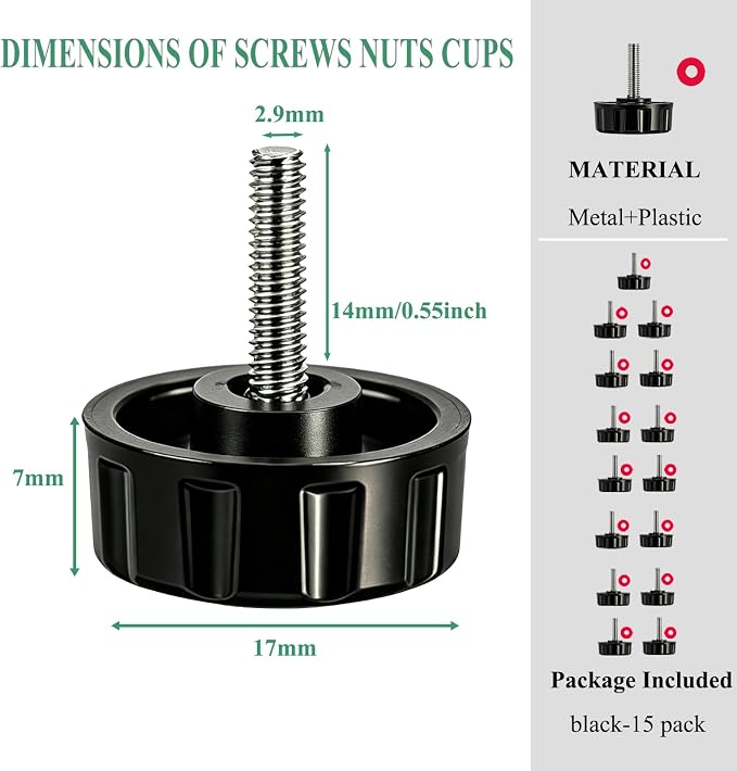 15 Pack Screws Nuts Caps for Fishing Spinning Reels Knob Power Handle Grip