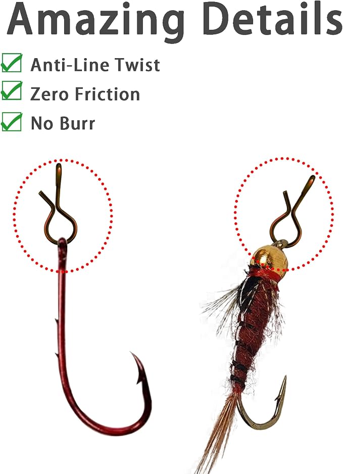 EUPHENG Micro Fishing Connector Tackles, Lightweight High Strength Fly Swivels Snaps to Reduce Line Twist for Fly Fishing Flies Tippet Leaders