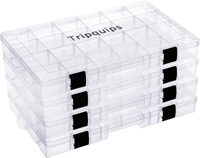 Tripquips 3600 Tackle Trays, Plastic Storage Organizer Box with Removable Dividers - Tackle Boxes - Fishing Tackle Storage - 3700 Tackle Trays - 2 Packs/4 Packs Box Organizer