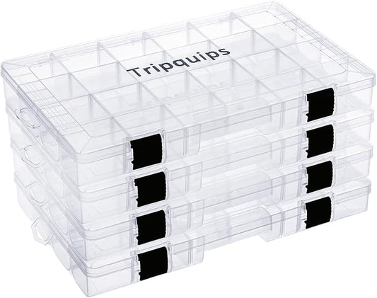 Tripquips 3600 Tackle Trays, Plastic Storage Organizer Box with Removable Dividers - Tackle Boxes - Fishing Tackle Storage - 3700 Tackle Trays - 2 Packs/4 Packs Box Organizer