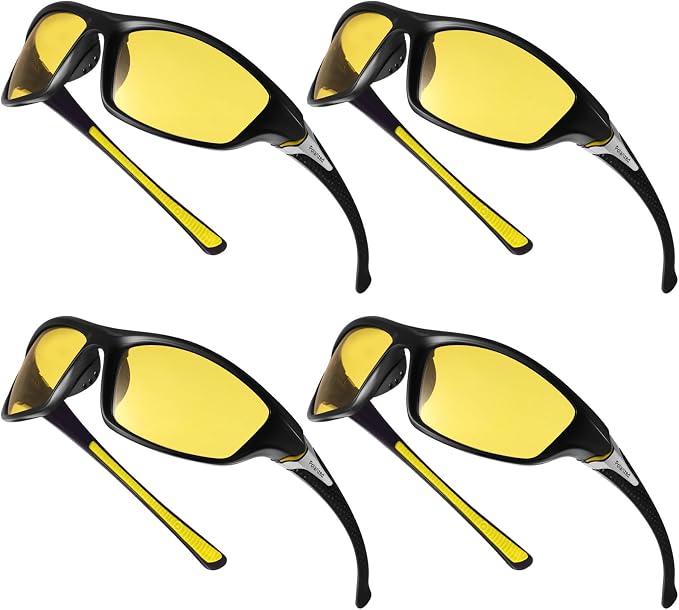 TOODOO 4 Pairs Men Polarized Sunglasses with UV Protection Driving Glasses Sports for Sport Outdoor Activities