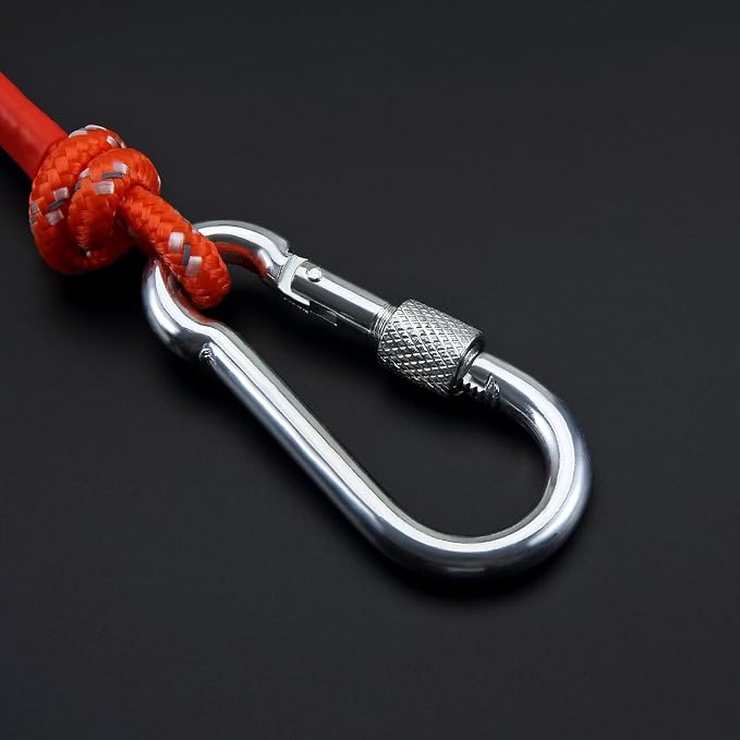 5/16 in x 32 ft Anchor Rope with Hook, Floating, Reflective Orange, for Marine, Boat, Kayak, Fishing, Mooring, Camping