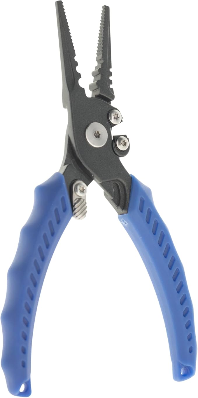 Reaction Tackle Fishing Pliers 7" & 9" Stainless Steel - Split Ring or Straight Nose Pliers with Braid Cutter, Hook Remover & Crimper - Teflon Coated Saltwater Fishing Pliers with Sheath & Lanyard