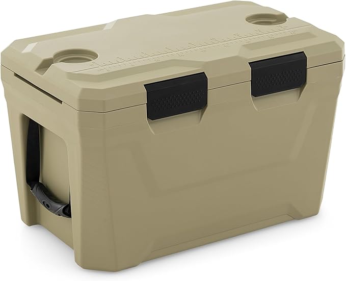 COSTWAY Insulated Portable Cooler, Hard Shell Ice Chest w/ 2 Cup Holders, Bottle Opener, Drain Plug, 3-Day Ice Retention, Outdoor Leak-Proof Dry Box for Beach, Camping, Fishing, Picnic