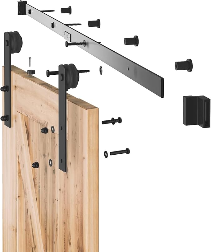 SMARTSTANDARD 5.5ft Barn Door Hardware kit, Barn Door Track, Sliding Door Hardware kit, Smoothly and Quietly -Heavy Duty Sturdy -Easy to Install, Fit 30"-33" Wide Door Panel (I Shape Hanger)