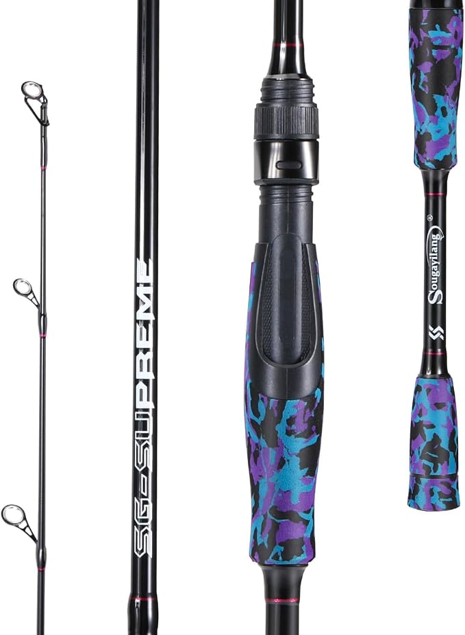 Sougayilang Fishing Rod - Medium 2Pc Graphite Composite Blank Spinning & Casting Rod, Camouflage EVA Grip, Smooth Transition Fishing Pole