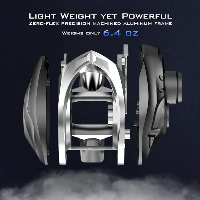 KastKing MegaJaws Elite Baitcasting Fishing Reel, New AutoMag Dual Braking System, Only 6.7oz, 17.64 LBs Carbon Fiber Drag, 11+1 Shielded BB, High Speed 5.4:1 to 9.1:1 Gear Ratios