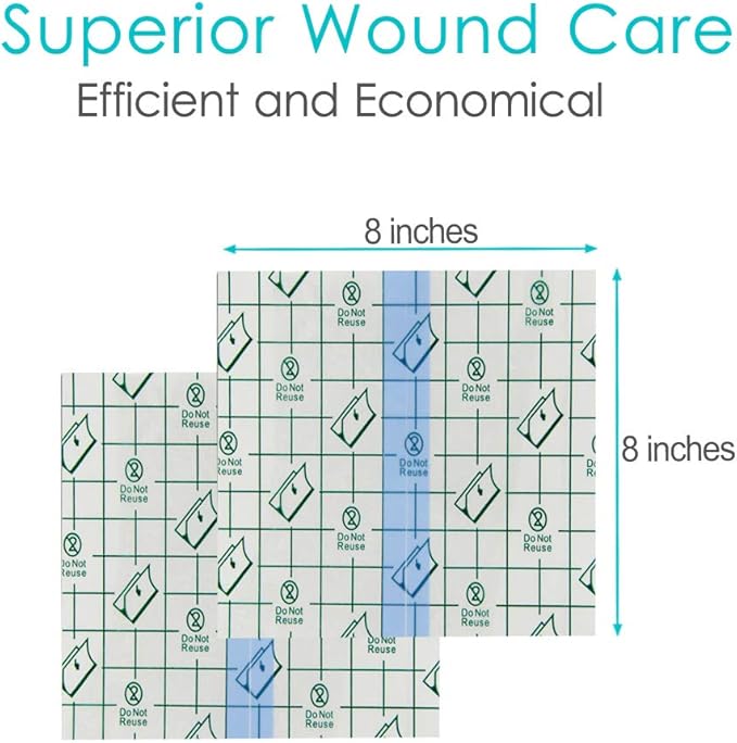 Waterproof Shower Cover Shields for Dialysis Port Picc Line Chest Catheter PD Peritoneal Dialysis Chemo Port Feeding Tube G-Tube Patient Shower Protector, 8"x8" (Pack of 50)