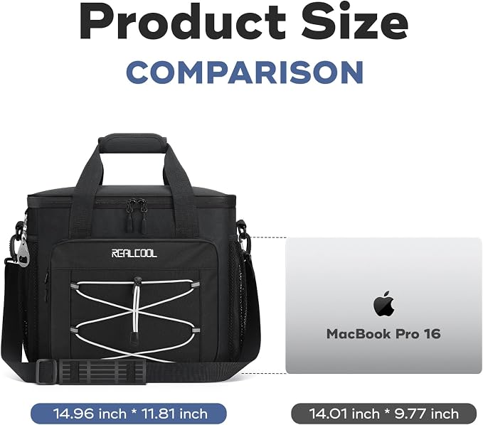RealCool Soft Cooler Bag 35/45Can, Collapsible Cooler Insulated Leak Proof, Large Lunch Box for Men Women, Soft-Sided Cooler for Picnic, Grocery, Beach, Camping, Travel