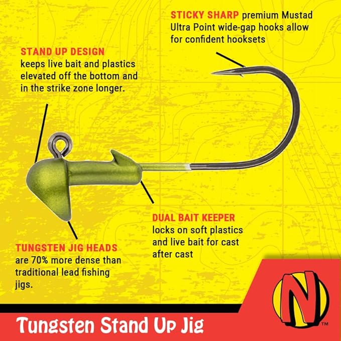 Northland Fishing Tackle Freshwater Tungsten Short Shank Fishing Jig for Bass, Walleye, Trout, and Many Others