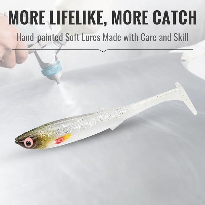TRUSCEND Shadtale Easy Catch Soft Fishing Lures, Unique Vibration and Action for Various Rigs, Paddle Tail Swimbaits Trailer for Bass, Trout, Crappie, Walleye, Redfish, Saltwater & Freshwater Fishing