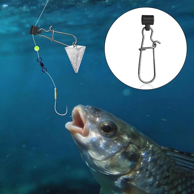 FishTrip Sinker Slides for Fishing Rigs - 25/50/100pcs Duo Lock Snaps for Fishing Line Heavy Duty Weights Sinkers Saltwater Connector Accessories
