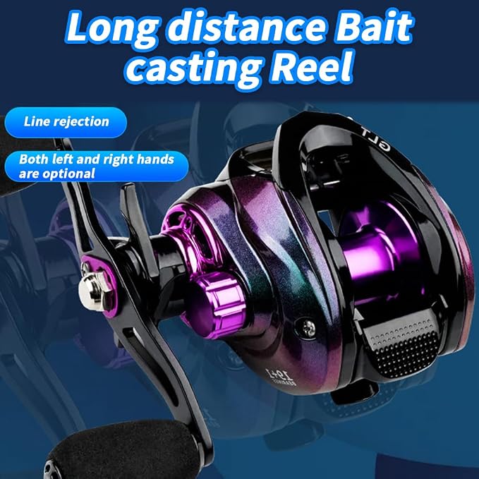 Baitcasting Fishing Reel, 19+1BB, 7.2:1 Gear Ratio, 7-8KG Max Drag, Left Micro Magnetic Brake