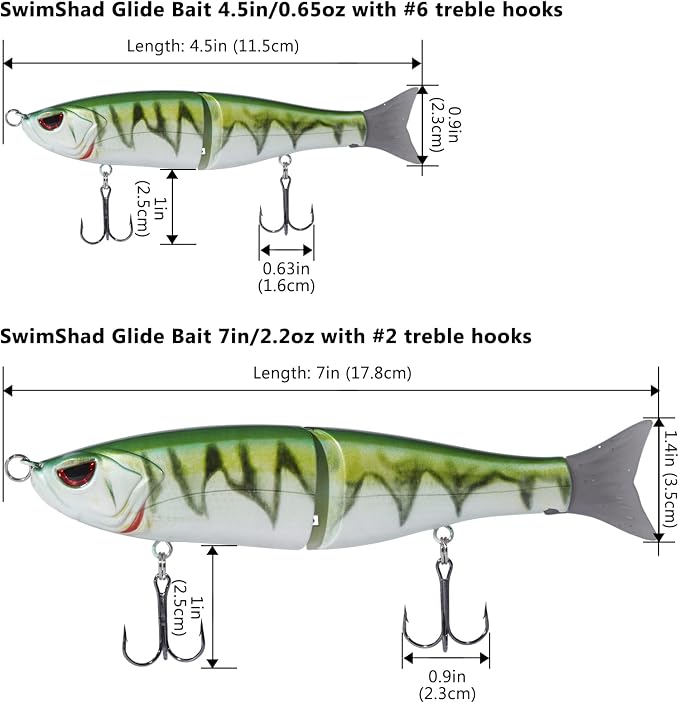Bassdash SwimShad Glide Baits Jointed Swimbait Bass Pike Salmon Trout Muskie Fishing Lure