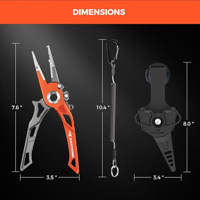 KastKing AlumaStream Finesse Fishing Tool Combo, 7.5” Aluminum Saltwater Fishing Pliers, Crossover Pliers, Wacky & Neko Rig Plier with O-Ring Storage, Fishing Tool Combo, Fishing Gifts for Men
