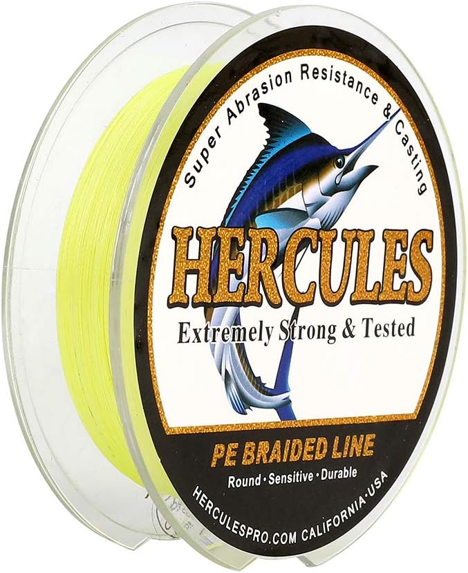 HERCULES Cost-Effective Super Strong 4 Strands Braided Fishing Line 6LB to 100LB Test for Salt-Water, 109/328 / 547/1094 Yards (100M / 300M / 500M / 1000M), Diam# 0.08MM - 0.55MM, Hi-Grade