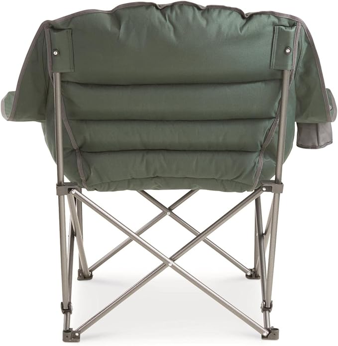 Guide Gear Oversized Extra Large Padded Camping Chair, Portable, Folding, Large Camp Lounge Beach Chairs for Outdoor, Adults, Men and Women, Heavy-Duty 400 Pound Capacity, with Cup Holder Green