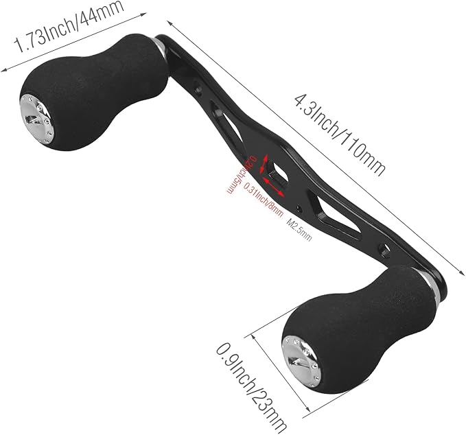 Fishing Reel Handle, Replacement Fishing Baitcast Reel Handle Rocker with EVA Handle Grip for Abu Garcia Daiwa Baitcasting Reel, Left or Right Side Installation, Black