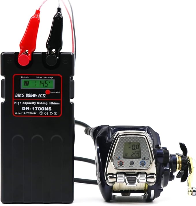 Electric Fishing Reel Battery 14.8V 14000mAh IP68 Waterproof Dual USB for Shimano Daiwa Deep Sea Reels