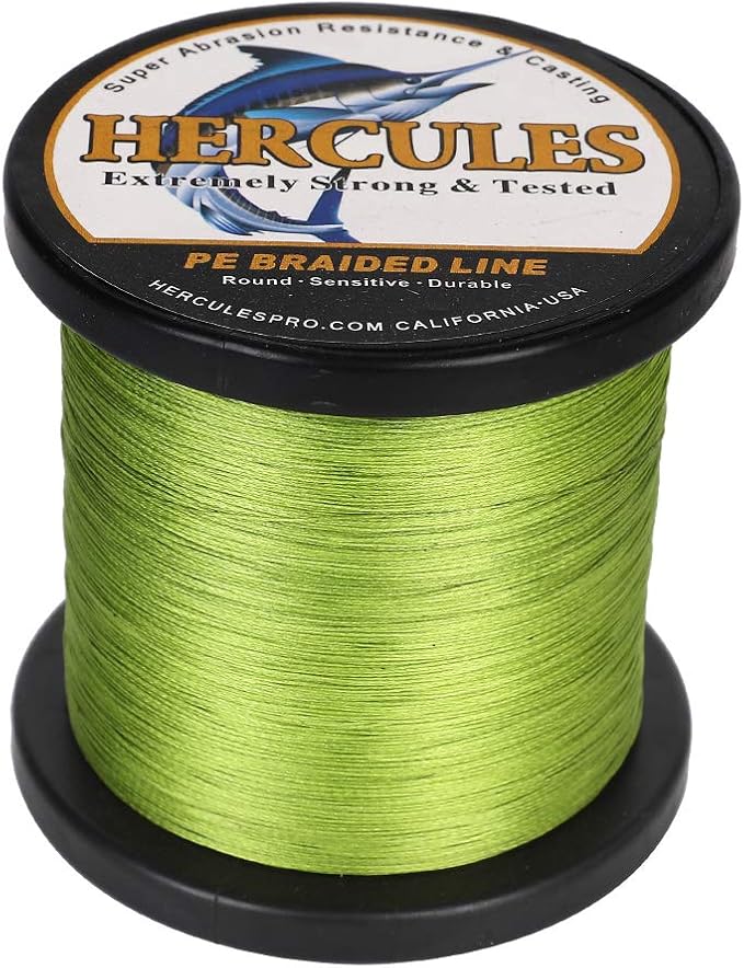 HERCULES Cost-Effective Super Cast 8 Strands Braided Fishing Line 10LB to 300LB Test for Salt-Water,109/328/547/1094 Yards(100M/300M/500M/1000M),Diam.#0.12MM-1.2MM,Hi-Grade Performance,Variety Colors