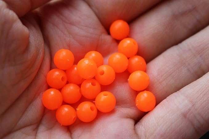 Tigofly 200 pcs/lot Plastic 5.7mm Round UV Hot Orange Fishing Beads Hard Floating Bobber Bulk Beads Fishing Accessories